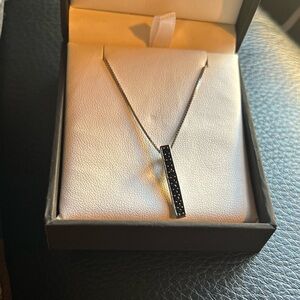 Elegant silver 925 set with  Black crystals Pendant Necklace